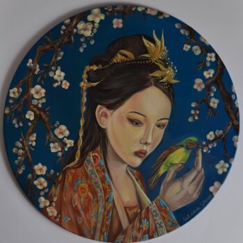 Ζωγραφική με τίτλο "Japanese girl in sa…" από Viktoriia Sakharova, Αυθεντικά έργα τέχνης, Λάδι