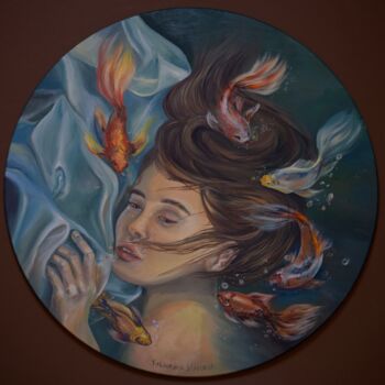 Painting titled "Under the water" by Viktoriia Sakharova, Original Artwork, Oil