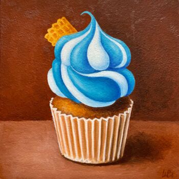 Painting titled "Blue velvet pancake" by Viktoriia Shalaiko, Original Artwork, Oil