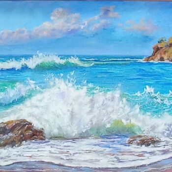 Painting titled "Virginia Beach Ocea…" by Viktoriya Filipchenko, Original Artwork, Oil Mounted on Wood Stretcher frame