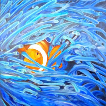 Pintura titulada "Clownfish Painting…" por Viktoriya Filipchenko, Obra de arte original, Oleo Montado en Bastidor de camilla…