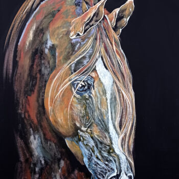 Pittura intitolato "The Horse." da Viktoriya Filipchenko, Opera d'arte originale, Olio Montato su Cartone