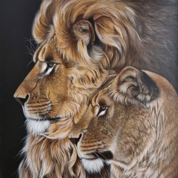 Painting titled "Kings of Jungle" by Viktoriya Nasyrova, Original Artwork, Acrylic
