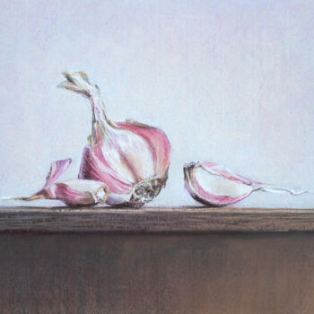 Картина под названием "Garlic Still Life" - Viktoriya Yakubouskaya, Подлинное произведение искусства, Пастель