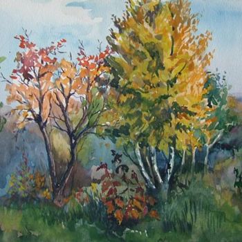 Painting titled "Autumn" by Viktoria Korotaeva, Original Artwork, Oil