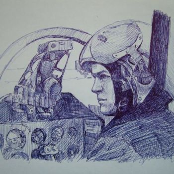 Рисунок под названием "In the plane" - Viktoria Korotaeva, Подлинное произведение искусства, Другой