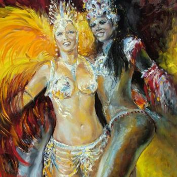 Malerei mit dem Titel "The carnaval's smile" von Viktoria Korotaeva, Original-Kunstwerk, Öl