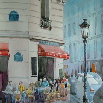 Ζωγραφική με τίτλο "Летнее кафе" από Viktoria Korotaeva, Αυθεντικά έργα τέχνης, Λάδι
