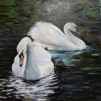 Pintura titulada "Лебеди" por Viktoria Korotaeva, Obra de arte original, Otro