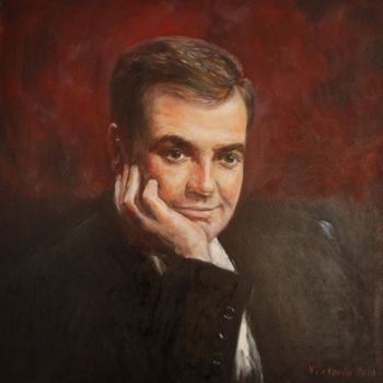 Картина под названием "Портрет Медведева Д…" - Viktoria Korotaeva, Подлинное произведение искусства, Масло