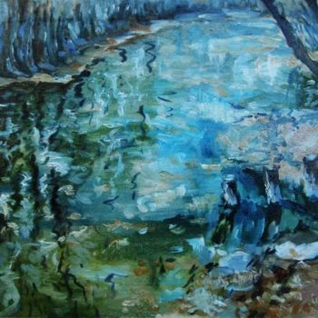 Картина под названием "Рисунок на воде" - Viktoria Korotaeva, Подлинное произведение искусства, Масло