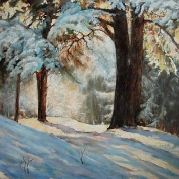 Painting titled "Зима в лесу" by Viktoria Korotaeva, Original Artwork, Other