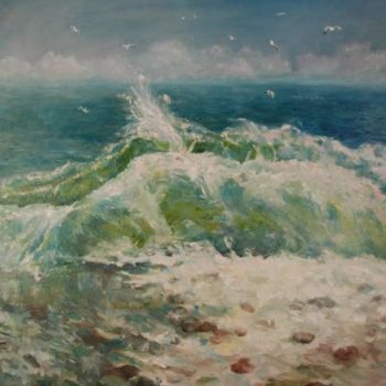 Картина под названием "Волна" - Viktoria Korotaeva, Подлинное произведение искусства, Масло