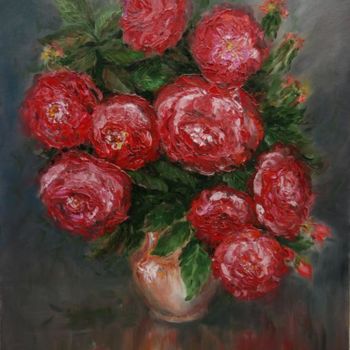 Картина под названием "Красный шиповник" - Viktoria Korotaeva, Подлинное произведение искусства, Масло