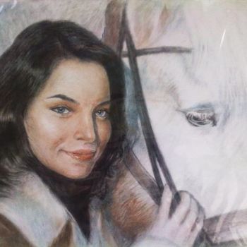 绘画 标题为“Девушка с лошадью” 由Viktoria Korotaeva, 原创艺术品, 油