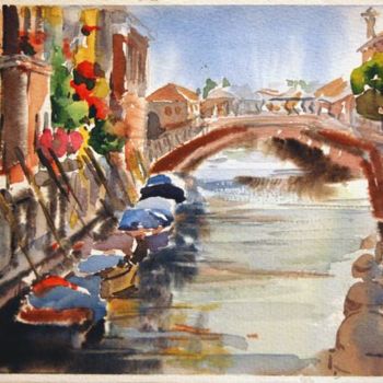 Pintura intitulada "Мосты Венеции" por Viktoria Korotaeva, Obras de arte originais, Óleo