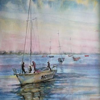 Painting titled "Море" by Viktoria Korotaeva, Original Artwork, Oil