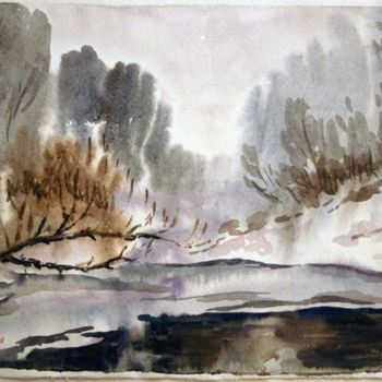 绘画 标题为“Озеро в лесу” 由Viktoria Korotaeva, 原创艺术品, 油