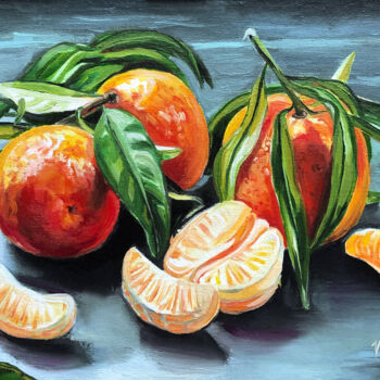Pittura intitolato "Fresh tangerines" da Viktoryia Lautsevich, Opera d'arte originale, Olio