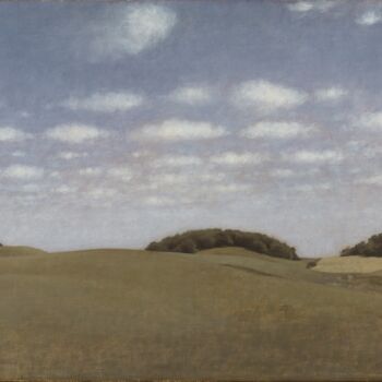 Картина под названием "Paysage de Lejre" - Vilhelm Hammershøi, Подлинное произведение искусства, Масло