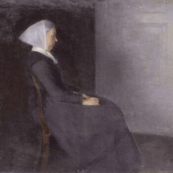 Schilderij getiteld "Frederikke Hammersh…" door Vilhelm Hammershøi, Origineel Kunstwerk, Olie