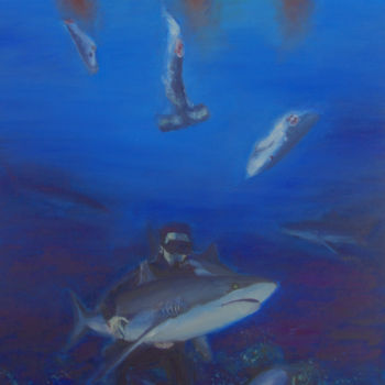 Malarstwo zatytułowany „Stop shark finning” autorstwa Viliana At., Oryginalna praca, Olej
