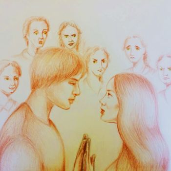 Drawing titled "Just a love story" by Viliana At., Original Artwork, Pencil