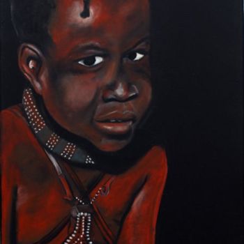 Painting titled "Jeune homme Himbas" by Virginie Villemont, Original Artwork
