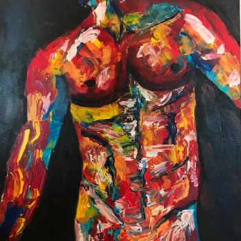 Painting titled "masculinité" by Isabelle Villena, Original Artwork, Acrylic