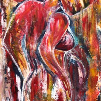 Картина под названием "Peur" - Isabelle Villena, Подлинное произведение искусства, Акрил Установлен на Деревянная рама для н…