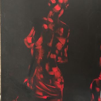 Peinture intitulée "La nymphe rouge" par Isabelle Villena, Œuvre d'art originale, Acrylique Monté sur Châssis en bois