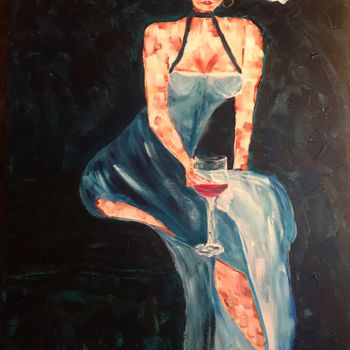 Malerei mit dem Titel "La pause bleue" von Isabelle Villena, Original-Kunstwerk, Acryl