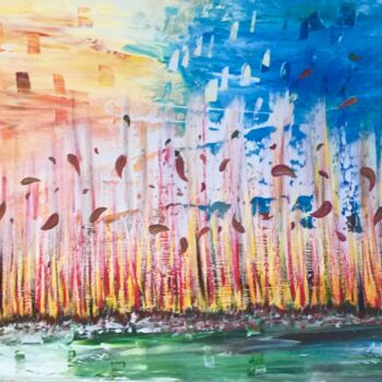 Pintura titulada "champ de blé" por Anvi, Obra de arte original, Acrílico Montado en Bastidor de camilla de madera