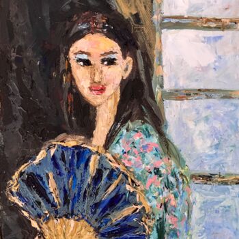 Pittura intitolato "Japanese Girl Impas…" da Vilma Gataveckiene, Opera d'arte originale, Olio