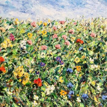 Painting titled "Flowers Blooming Fi…" by Vilma Gataveckiene, Original Artwork, Oil