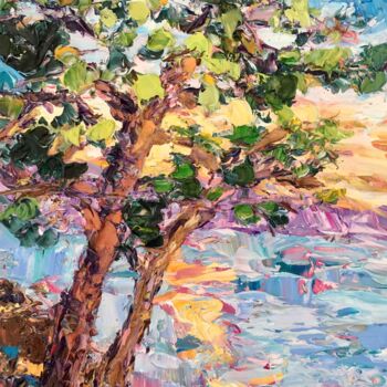 Pittura intitolato "Coastal Tree Nature…" da Vilma Gataveckiene, Opera d'arte originale, Olio