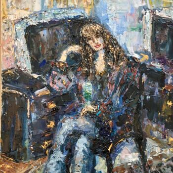Картина под названием "French Woman Oil Pa…" - Vilma Gataveckiene, Подлинное произведение искусства, Масло