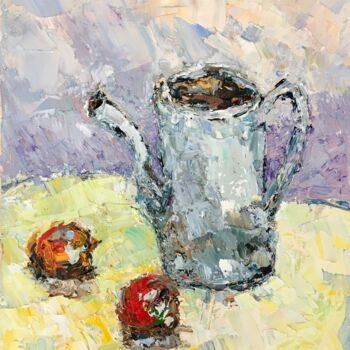 Peinture intitulée "Teapot And Apples I…" par Vilma Gataveckiene, Œuvre d'art originale, Huile