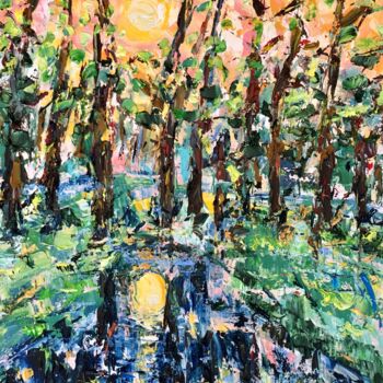 Peinture intitulée "Sunset Landscape Oi…" par Vilma Gataveckiene, Œuvre d'art originale, Huile