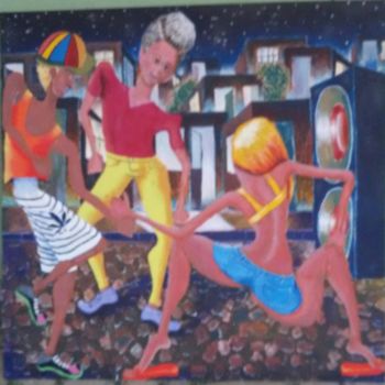 Pintura intitulada "Jovens dançando funk" por Vilmar Luiz, Obras de arte originais, Acrílico