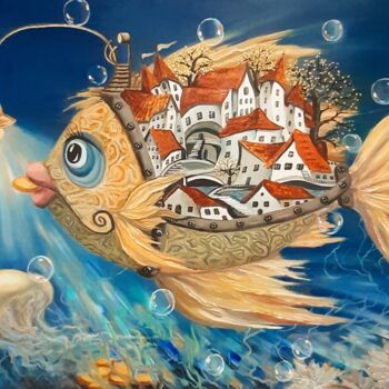 Peinture intitulée "Sea world" par Galina Shumilova, Œuvre d'art originale, Huile Monté sur Châssis en bois