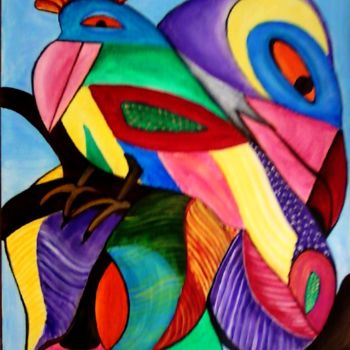 Schilderij getiteld "fantasy-birds.jpeg" door Vimala V, Origineel Kunstwerk