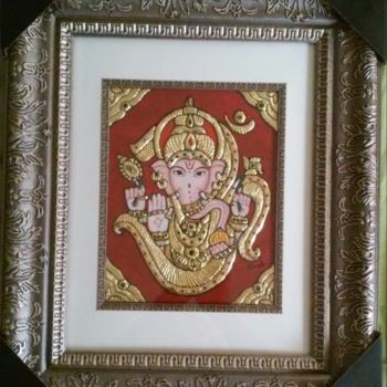Painting titled "framed-om-ganesh.jpg" by Vimala V, Original Artwork