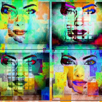 Arte digital titulada "The Four Faces" por Vince Dark, Obra de arte original