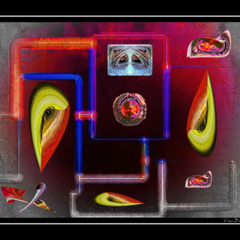 Digitale Kunst getiteld "Suspensive Eléments" door Vince Dark, Origineel Kunstwerk, Digitaal Schilderwerk