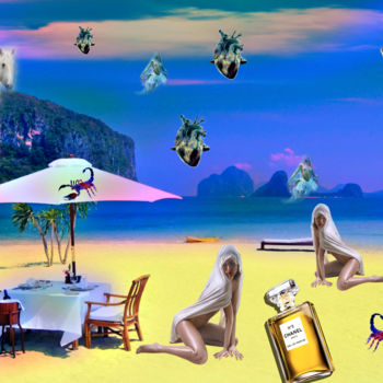 Artes digitais intitulada "Paradise Beach Surr…" por Vince Dark, Obras de arte originais, Pintura digital