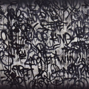 Pittura intitolato "BLACK GRAFFITI" da Vincent Bardou, Opera d'arte originale, Spray Montato su Telaio per barella in legno