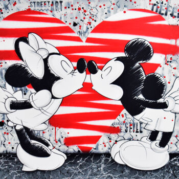 Painting titled "MINNIE AND MIKEY VA…" by Vincent Bardou, Original Artwork, Acrylic Mounted on Wood Stretcher frame