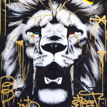 Painting titled "GOLDEN KING" by Vincent Bardou, Original Artwork, Acrylic Mounted on Wood Stretcher frame