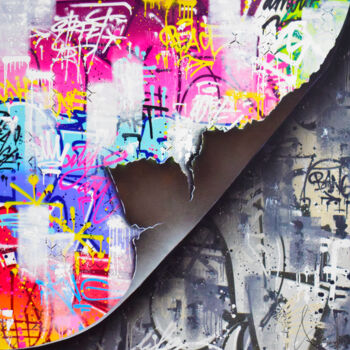 Картина под названием "GRAFFITI BURNS" - Vincent Bardou, Подлинное произведение искусства, Акрил Установлен на Деревянная ра…